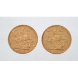 Two Victorian gold full sovereigns,