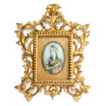 Fine quality 19th Century Indian gouache portrait miniature depicting a noblewoman,