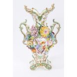 Victorian Coalbrookdale 'New Oval Vase' with ornate floral encrusted and painted decoration,