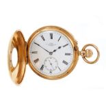 Victorian gold (18ct) half hunter keyless pocket watch by Dent, 33 Cockspur St,