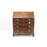 George III mahogany bureau with sloping fall,