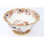 Impressive Victorian Copeland Spode punch bowl with fluted and gilt moulded border,