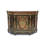 Good mid-19th century ebonised and boulle work credenza of bowed breakfront outline with central
