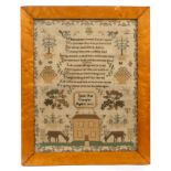 Early 19th century needlework sampler by Sarah Ann Crampton, aged 18 years,