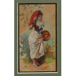 Emile Vernon (1872-1919) watercolour - The Orange Seller, signed and inscribed Venezia,
