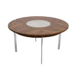 1960s Danish rosewood dining table of circular form,
