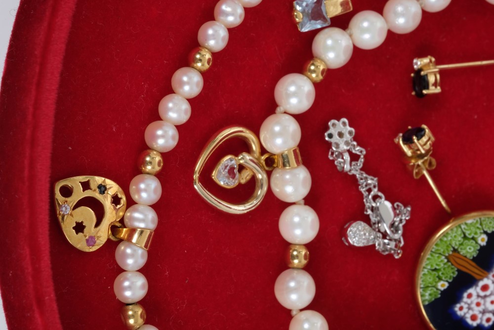 Group of jewellery to include pair diamond stud earrings, diamond charm, Murano pendant, - Image 6 of 6