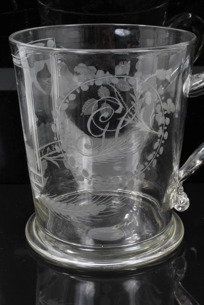 19th century engraved glass tankard engraved with racing yacht entitled May Flower and 'G.C. - Image 2 of 6