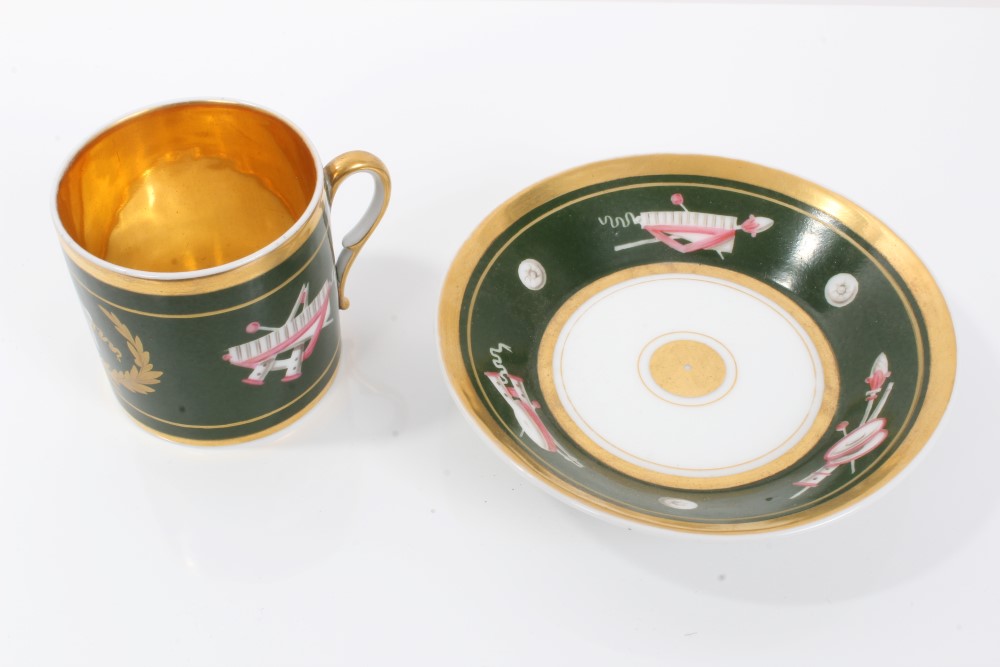 Early 19th century Paris porcelain coffee can and saucer decorated in the Etruscan style with - Image 2 of 6