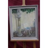 Ariel Crittall (1914-2012) oil on canvas - The Empty Chair, signed and titled verso, framed,