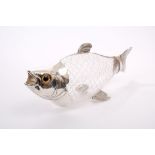 Victorian silver mounted claret jug in the form of a carp,