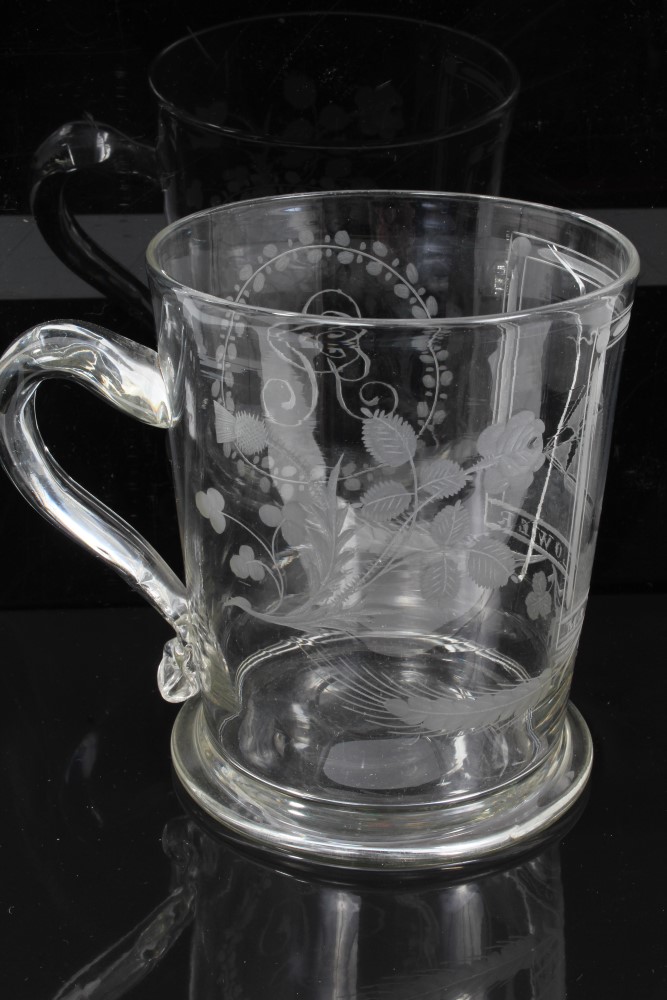 19th century engraved glass tankard engraved with racing yacht entitled May Flower and 'G.C. - Image 3 of 6