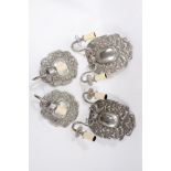 Set of six 17th century-style, polished pewter twin-branch wall lights, Albert Bartram design,