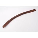 Antique Australian Aboriginal boomerang with pyrography decoration,
