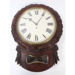 Early Victorian drop-dial wall clock with single fusee movement,