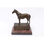 Andre, late 19th century bronze study of a horse, on marble and slate socle,