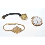 1920s Gentlemans gold 9ct circular wristwatch and two ladies' gold wristwatches (3)