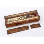 Early 19th century Napoleonic prisoner of war straw-work and carved bone cribbage board / games