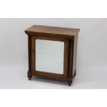 19th century mahogany dwarf side cabinet with interior of adjustable shelves enclosed by mirrored