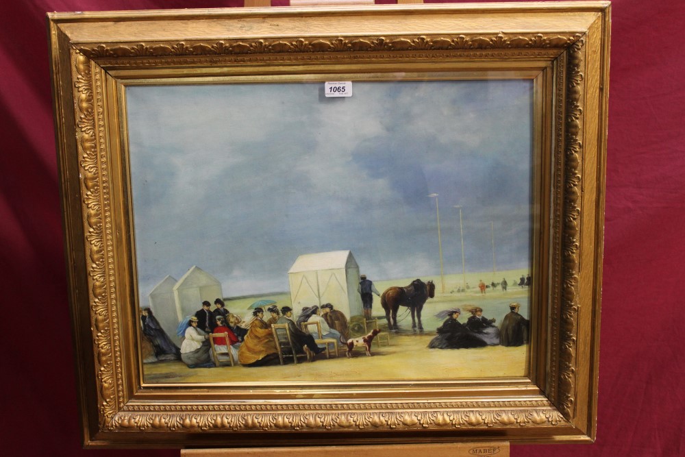 Early twentieth century Continental school oil on canvas - an Edwardian beach scene,