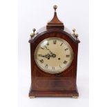 Regency-style mahogany and barber-pole strung bracket clock,