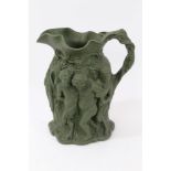 19th century Minton green relief moulded stoneware 'Silenus' jug, circa 1830,