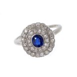 1920s sapphire and diamond cluster ring,