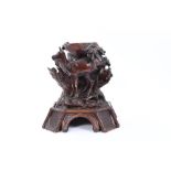 Good 19th century Black Forest carved lindenwood table centrepiece with gnarled tree trunk forming