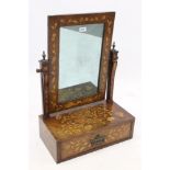 Early 19th century Dutch mahogany and floral marquetry toilet mirror with rectangular hinged mirror