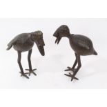 Pair of Ashanti bronze figures of hornbill birds approximately 19cm high.