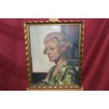 *Edward Bainbridge Copnall (1903 - 1973), oil on board - portrait of a lady in floral jacket,