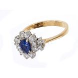 Sapphire and diamond cluster ring,