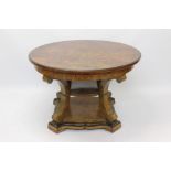 19th century Continental walnut centre table,
