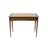 Decorative 19th century satinwood and parquetry side table with single drawer on square tapered