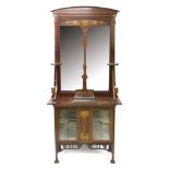 Art Nouveau mahogany and marquetry inlaid chiffonier,