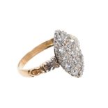 Victorian diamond marquise shape cluster ring with pavé set old cut diamonds estimated to weigh