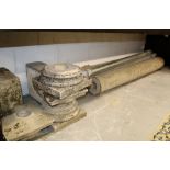 Substantial pair of antique concrete architectural columns of doric form,