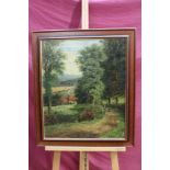Edwin Earp (1851-1945) pair of oils on canvas - figures walking in rural lanes, signed, framed,