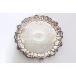 Victorian silver salver of circular form,