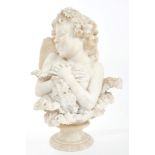 Fine late 19th century French Art Nouveau carved alabaster figure of a fairy,