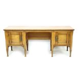 Rare Arts & Crafts fruitwood desk with expansive moulded top ,