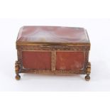 Early 19th Century gilt copper mounted agate box on ball feet, 5.