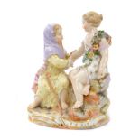 Fine 19th century Meissen porcelain Seasons figure group of two children shaking hands,