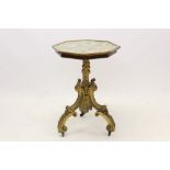 Unusual 19th century rococo occasional table with faux marble painted octagonal top,