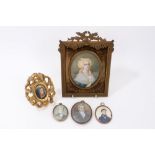 18th century-style Continental watercolour on ivory portrait miniature of Marie Antoinette,