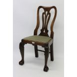 Unusual 18th century walnut side chair,