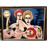 Kenneth Baldwin oil on canvas - female nudes entitled “Reflection”, signed and dated 1986,