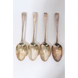 Four George III silver Old English pattern tablespoons with engraved armorial crests (London 1773),