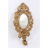 18th / 19th century Continental carved giltwood rococo-style girandole mirror with oval plate
