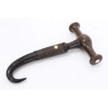 Rare nineteenth century horn and treen boot pull,